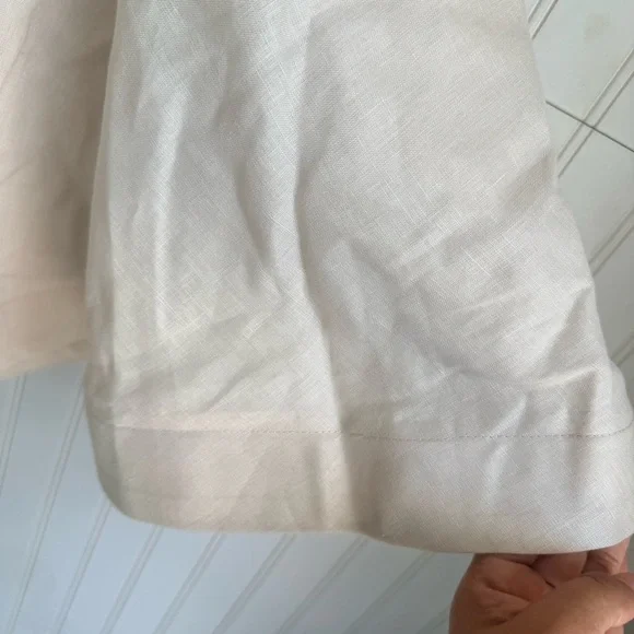 DISSH Size 4 Tan Creasm Aisle Pearl Linen Bow Mini Dress - Picture 8 of 10